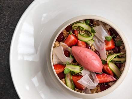 dessert maison gourmand au restaurant "Les Grands Arbres" en Alsace